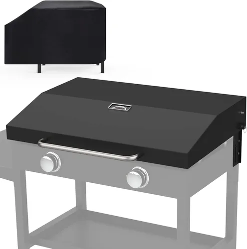 2026 Tapa mejorada para parrilla Blackstone de 28 pulgadas, cubierta dura con bisagras BBQ Future con termómetro y bisagra reforzada compatible con
