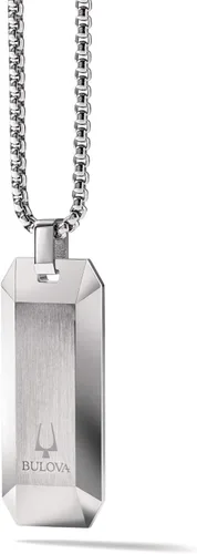 Miniatura 2 de Bulova Jewelry Men's Precisionist Round Box Link Chain Necklace with Dog Tag Pendant