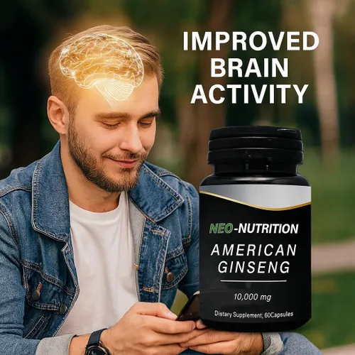 Miniatura 3 de AMERICAN GINSENG 10,000 mg de extracto de raíz de ginseng en polvo, píldoras de energía y enfoque para hombres y mujeres, potente raíz de ginseng