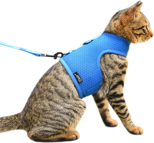 Miniatura 30 de Arnés de gato con correa, ajustable para gatos, chaleco acolchado para gatos, Black Plaid