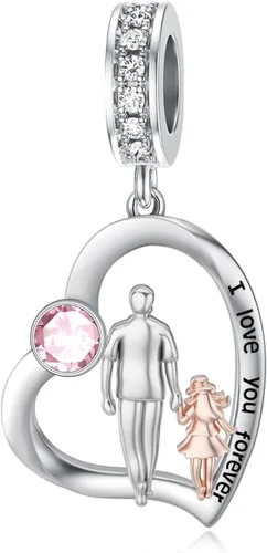 Miniatura 167 de PROESS Dije para padre, madre e hija, pulsera de plata de ley para pulseras, regalos de cumpleaños, día de San Valentín, para hija, madre, amante