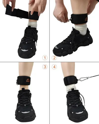 Miniatura 7 de ATENTO 2 pares de correas de tobillo para máquina de cable, cómodos puños acolchados de tobillo para patadas, gimnasio, entrenamiento de glúteos