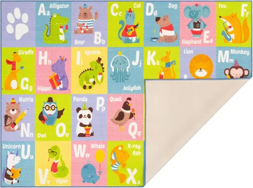 Miniatura 9 de KC CUBS, tapete para piso, área de aprendizaje educativo, juegos, ABC, alfabeto, animales, para niños y la recámara y sala de juegos de niños.