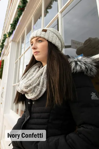 Miniatura 4 de Funky Junque Gorro encorvado de gran tamaño con bufanda infinita a juego.