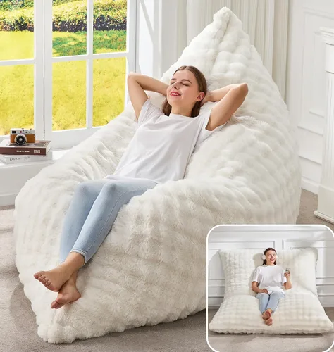 Miniatura 16 de Hobestluk Silla Puf 3 en 1, Sillas Puf Gigantes para Adultos con Cubierta de Burbujas, Cojín de Suelo Convertible con Cubierta Lavable a Máquina