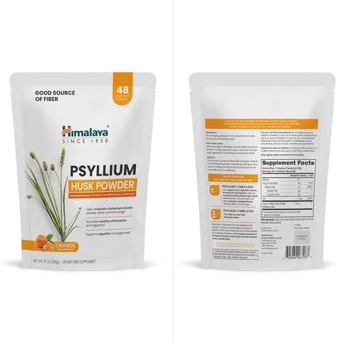 Miniatura 8 de Himalaya Polvo de cáscara de psyllium, naranja, 48 porciones, suplemento diario de fibra para apoyar la salud digestiva y la regularidad, vegano