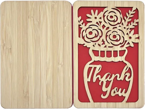 Miniatura 7 de Tarjetas de agradecimiento de madera con sobres, florero en blanco, tarjeta de regalo de Acción de Gracias para profesor, jefe, amigos, familia