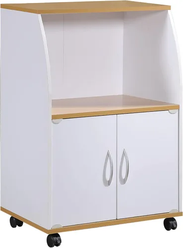 Miniatura 6 de Hodedah Mini carrito de microondas con dos puertas y estante para almacenamiento, cereza
