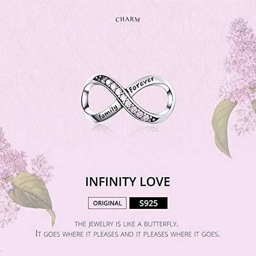 Miniatura 2 de Abalorio infinito de plata de ley 925 con colgante para pulseras Pandora, para mujer