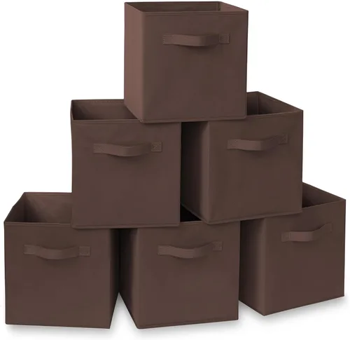 Miniatura 26 de Casafield juego de 6 cubos de almacenamiento plegables de tela, canastas de tela plegables de 11 pulgadas, para estantes, cubos organizadores