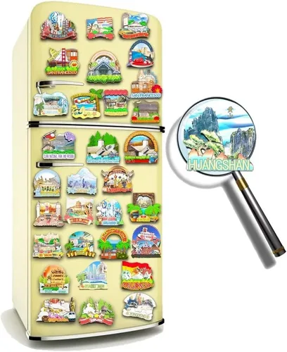 Miniatura 4 de China Huangshan - Imán para nevera de madera, 3D, monumentos de viaje, coleccionables, recuerdos, decoración hecha a mano, -147