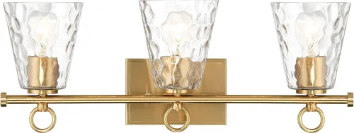 Miniatura 6 de Imogen - Lámpara de tocador de 3 luces de cristal de agua martillada y metal dorado cepillado