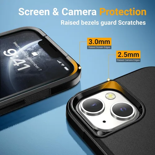 Miniatura 4 de jaroco Funda para iPhone 13 y Funda para iPhone 14 y Funda para iPhone 15 [Protección de Servicio Pesado][Protección contra Caídas de Grado