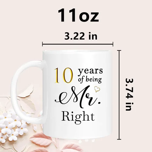 Miniatura 6 de Juego de 2 tazas de café para el 10º aniversario, regalos de boda para parejas, padres, hombres, mujeres, marido, esposa, él, ella, caja de regalo