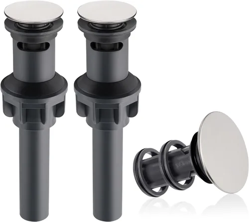 Hibbent Paquete de 2 Tapones Universales de Drenaje para Fregadero de Baño, Colador de Drenaje Emergente con Desbordamiento, Tapón de Fregadero de