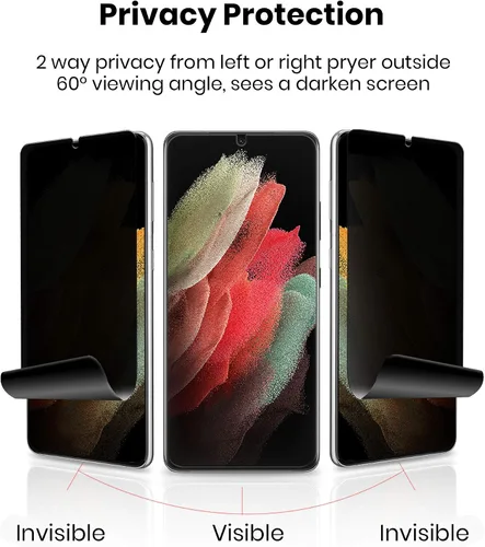 Miniatura 2 de Protector de pantalla para Galaxy S21, película suave de privacidad (no vidrio templado), compatible con fundas, desbloqueo en pantalla, acabado