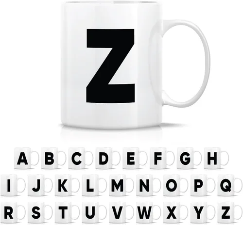Miniatura 14 de Retreez Taza con monograma con monograma del alfabeto de la A a la Z con inicial, tazas de café de cerámica de 11 onzas – Agradecimiento