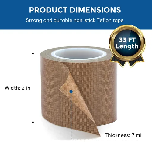 Miniatura 2 de Cinta de tela de teflón, cinta de PTFE de 2 pulgadas y 30 pies para máquina selladora al vacío, selladores de impulso manual, cinta adhesiva