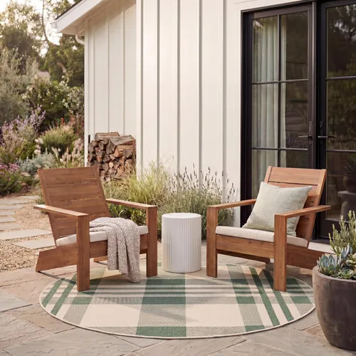 Miniatura 55 de SAFAVIEH Alfombra Lavable para Exteriores Colección Courtyard - 2'3" x 4', Beige y Azul, Patrón a Cuadros, No Desprende Pelusa y Fácil Limpieza