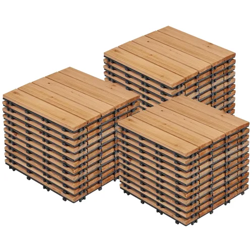 Miniatura 12 de Yaheetech 55 azulejos de terraza de patio entrelazados de madera compuesta de madera para cubierta de pisos de madera de 12 x 12 pulgadas, madera