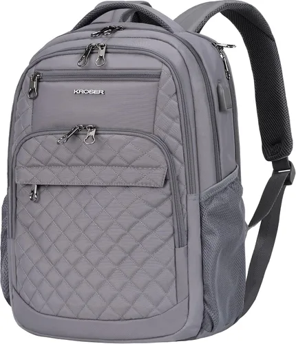 Miniatura 8 de KROSER Mochila de viaje para laptop, Acolchado, negro, 17 pulg., Moderno
