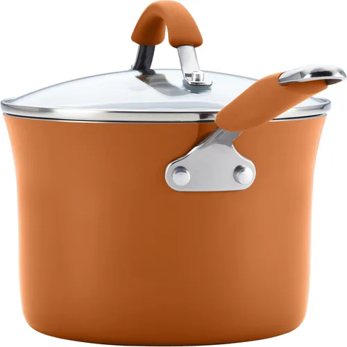 Miniatura 13 de Rachael Ray Cucina - Juego de ollas y sartenes antiadherentes, 12 piezas, color naranja calabaza Naranja (Pumpkin Orange)