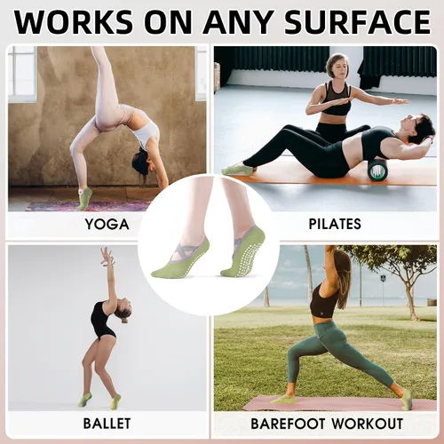 Miniatura 31 de Calcetines de yoga con agarre antideslizante para mujer, talla única, para fitness, deporte, danza de calcetines