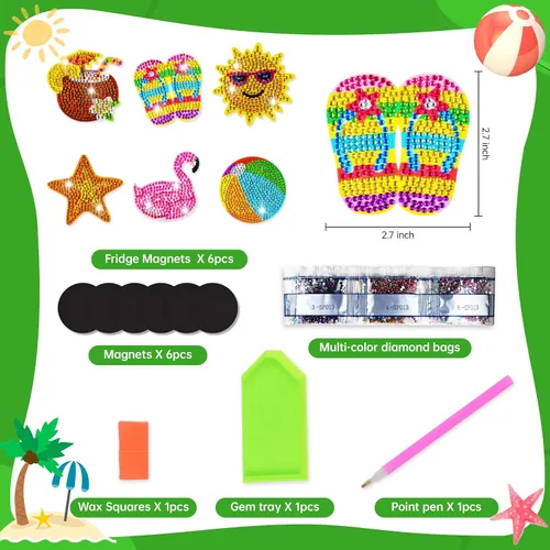 Miniatura 6 de Mlife 6 imanes de arte de diamantes, kits de arte de diamantes para nevera para adultos, niños pequeños, pequeños kits de arte de diamantes