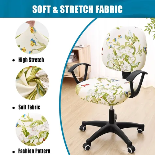 Miniatura 6 de Smiry Fundas elásticas para silla de computadora de oficina, universales, lavables, extraíbles y giratorias, fundas protectoras para asiento + Beige