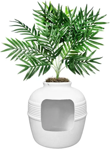 Miniatura 3 de Good Pet Stuff Caja de arena oculta para gatos con planta artificial, maceta redonda decorativa, filtro de carbón con ventilación para control