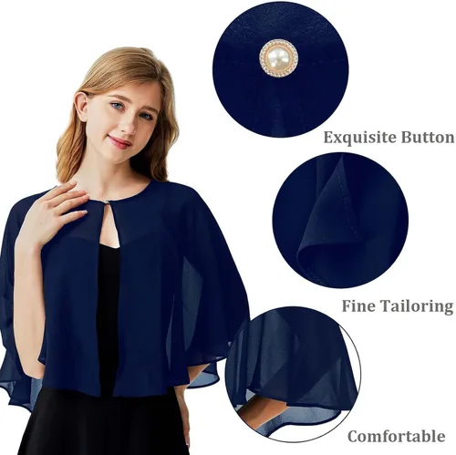 Miniatura 2 de Ciormis Capa de gasa suave para mujer, chal de boda, vestido de noche