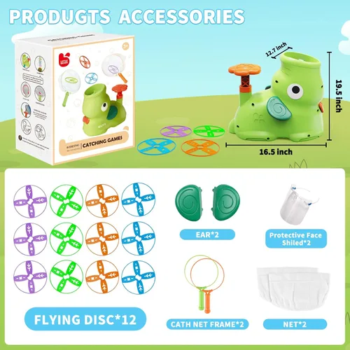 Miniatura 6 de CPSYUB Lanzador de disco volador para exteriores, juguetes de brinco para niños de 3, 4, 5, 6, 7, 8, 9, 10 años, juego de atrapar mariposas