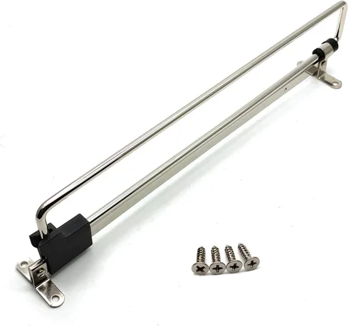 Miniatura 4 de Varilla extraíble para colgar ropa con tornillos de montaje, acero laminado en frío, negro y plateado, 14 varillas de valet para armario extraíble