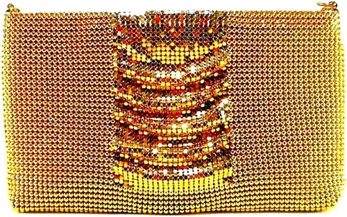 Bolso de noche de malla metálica con cuentas de metal para mujer, para cóctel, fiesta, graduación, boda, banquete