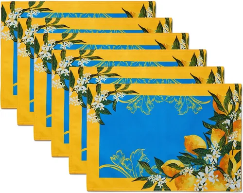 YiHomer Provence Blue Lemon - Azulejos mediterráneos para decoración de primavera y verano, picnics y cenas, para interiores y exteriores,