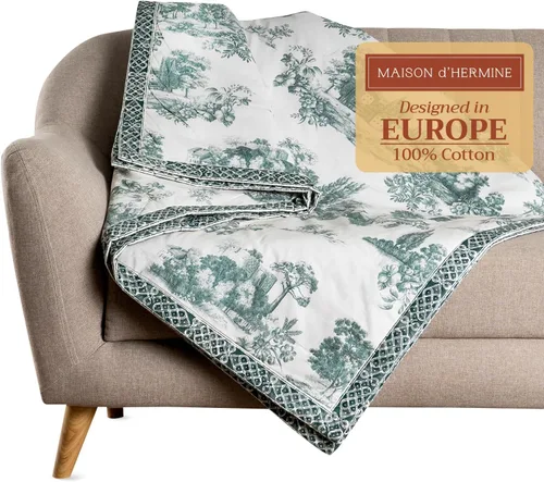 Miniatura 24 de Maison d' Hermine Manta para sofá, ligera y suave, cálida y transpirable, de algodón, para cama, para niñas, niños, mujeres, hombres, regalos, sofá