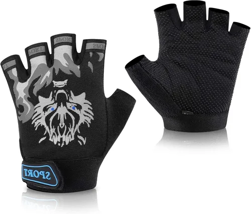 Accmor Guantes de pesca para niños, guantes deportivos para niños, guantes de ciclismo para niños, guantes de medio dedo para ciclismo, camping,