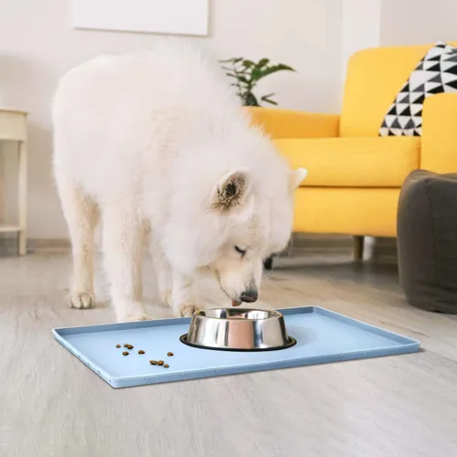 Miniatura 7 de Tapete de comida para perros, bandeja de comida impermeable de silicona, tapetes antideslizantes para tazones de mascotas tipo mantel individual