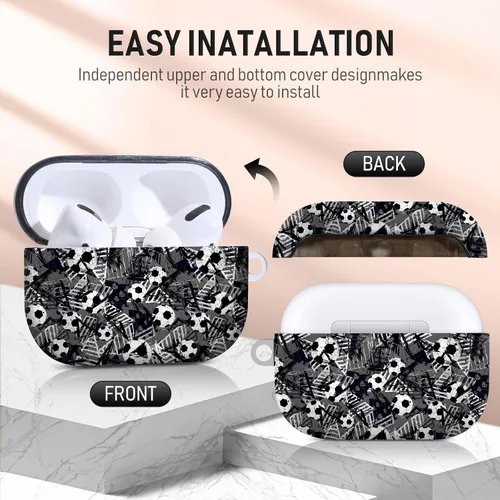 Miniatura 4 de Gedicht Funda para Airpods Pro, lindo diseño de fútbol de TPU suave fundas para Airpods Pro 1ª generación, a prueba de golpes para Airpods Pro 2019
