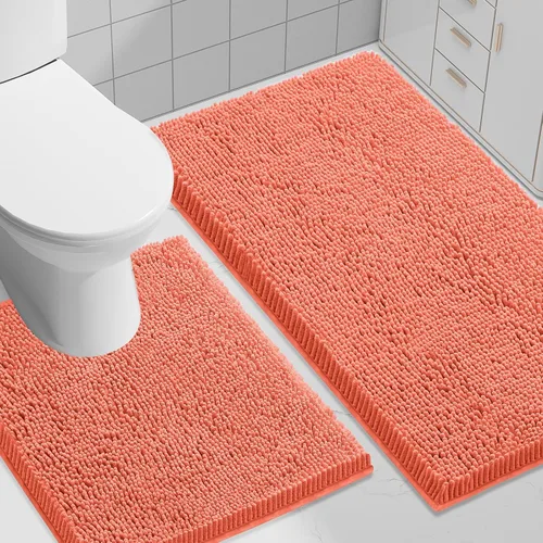 Miniatura 82 de Smiry Juego de 2 alfombras de baño, felpilla suave y absorbente, lavable a máquina, antideslizantes, para bañera, ducha y suelo