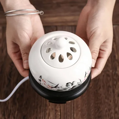 Miniatura 2 de Quemador de incienso eléctrico con temporizador, quemador de fragancia de cerámica de temperatura ajustable, difusor de aceite perfumado de resina