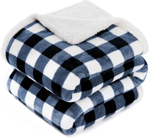 Miniatura 10 de BEAUTEX Manta de Vellón Sherpa, Mantas y Cobijas de Felpa a Cuadros Búfalo Súper Suaves y Cálidas, Manta Ligera Acogedora y Suave para Sofá y Cama