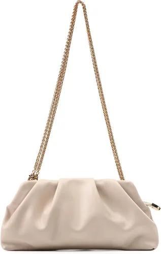 Miniatura 6 de Bolsa de noche para mujer, cartera tipo clutch con fruncidos, con cadena metálica desmontable, bolsa de hombro cruzada