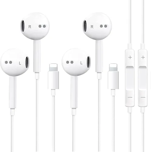 Paquete de 2 auriculares para iPhone, auriculares con cable con control remoto integrado para controlar la música, llamadas telefónicas y volumen,