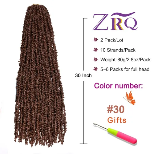 Miniatura 112 de ZRQ Butterfly Locs Cabello de Ganchillo Corto 6 Paquetes Negro Cabello Bob de Ganchillo 8 Pulgadas Locs Sintéticos Desordenados Desgastados Trenzas