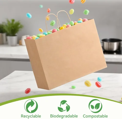 Miniatura 6 de Brothersbox Bolsas grandes de papel marrón con asas, 100 unidades, 16 x 6 x 12 pulgadas, bolsas de regalo de papel kraft a granel para manualidades