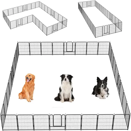Miniatura 11 de Corralito para perros, 32/40/45 pulgadas de altura resistente, plegable para interiores y exteriores antioxidante, cerca de ejercicio para perros