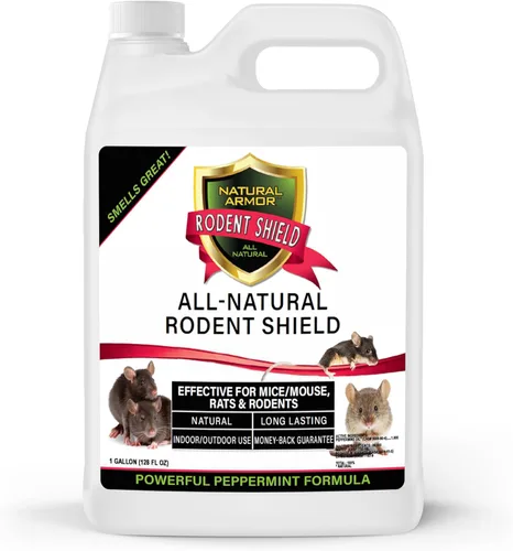 Natural Armor Repelente de menta para ratones/ratas y roedores. Spray natural para uso en interiores y exteriores, escudo contra roedores - 128 fl