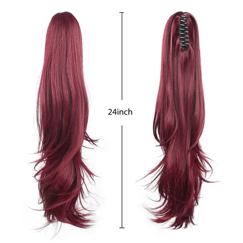 Miniatura 283 de Extensiones de cola de caballo de cabello rubio, extensiones de cola de caballo para mujer, pinza de extensiones de cabello rizado de 12 pulgadas