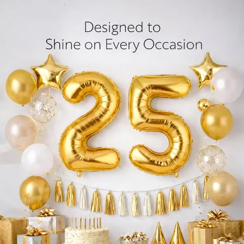 Miniatura 7 de Restaurantware-Balloonify Globo de Número de 16 Pulgadas, 1 Globo Digital para Fiesta - Número 5, Auto-Sellado, Acabado de Mylar de Folio Dorado, Oro